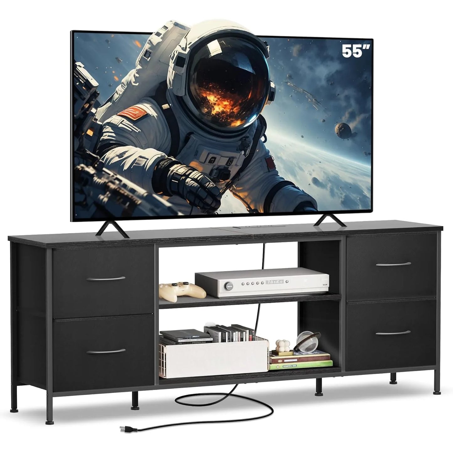 Ljustra TV Stand for Bedroom Entertainment Center Dresser with 4 Drawers