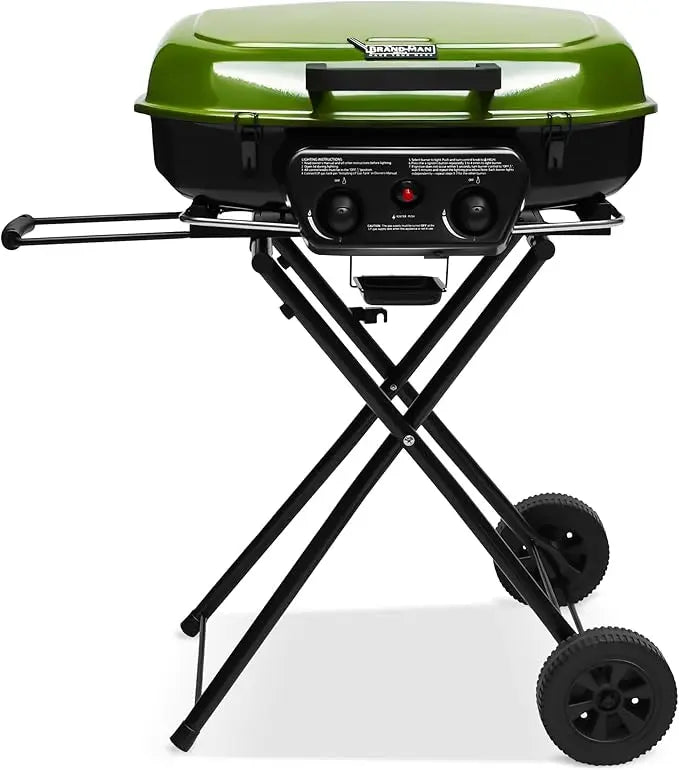 Portable Propane Gas Grill Folding Cart Push-Button Ignition Camping BBQ