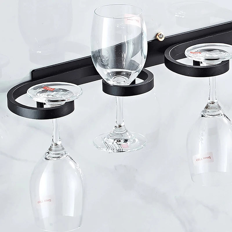 Wall Mounted Wine Glass Holder Space Aluminum Goblet Storage Rack