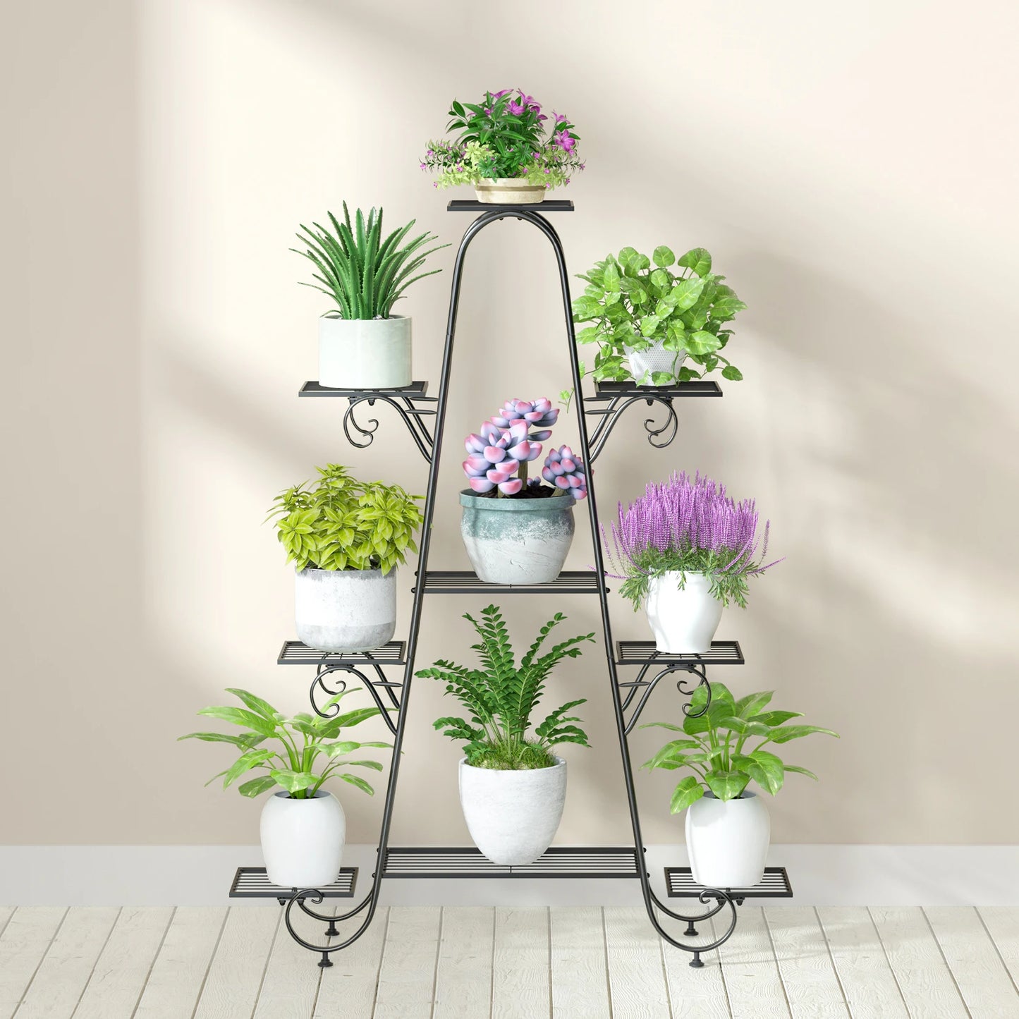 9 Tier Metal Plant Stand Indoor Outdoor Flower Shelf Display Rack