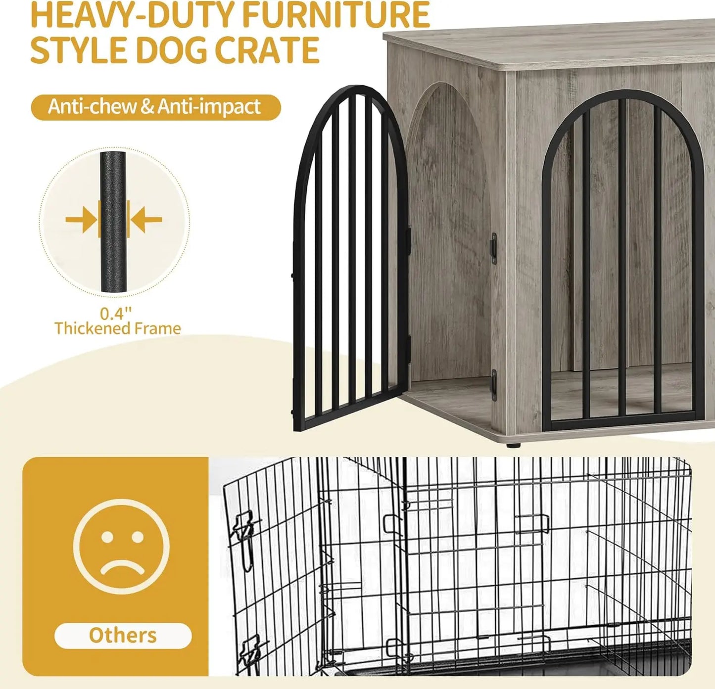 31.5 Wooden Dog Crate Furniture Indoor Kennel TV Stand Anti-Chew