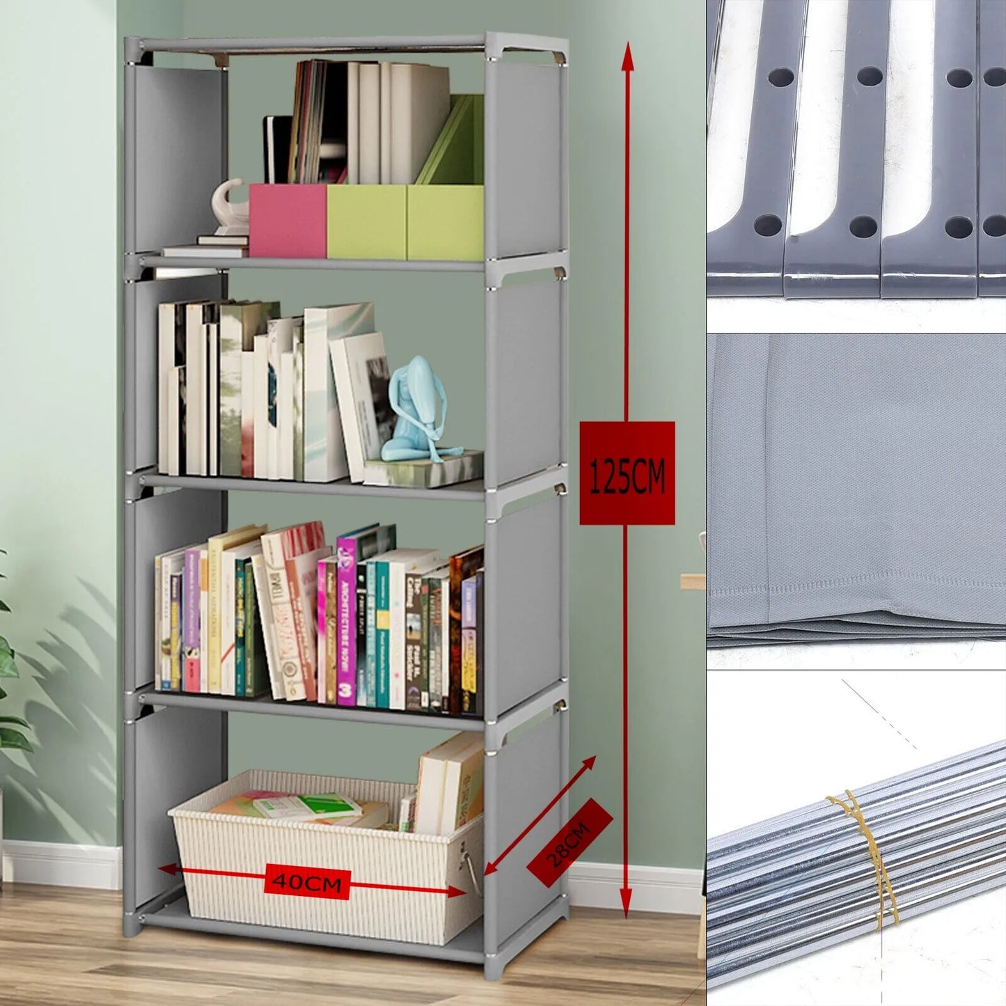 Ljustra 4 Tier Multifunctional Bookshelf Storage Organizer Display Rack