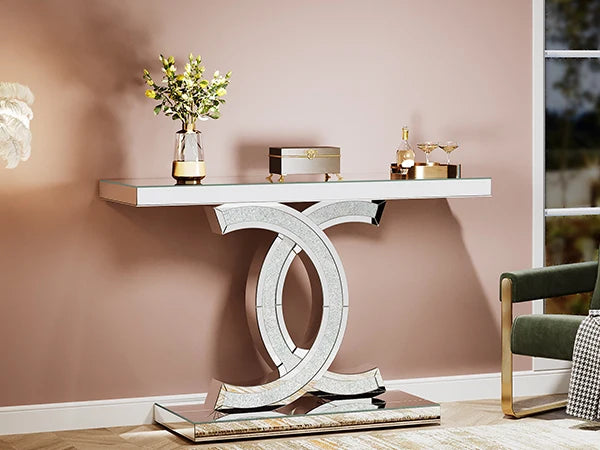 Ljustra Modern 39-Inch Console Table Faux Marble Gold Metal Legs