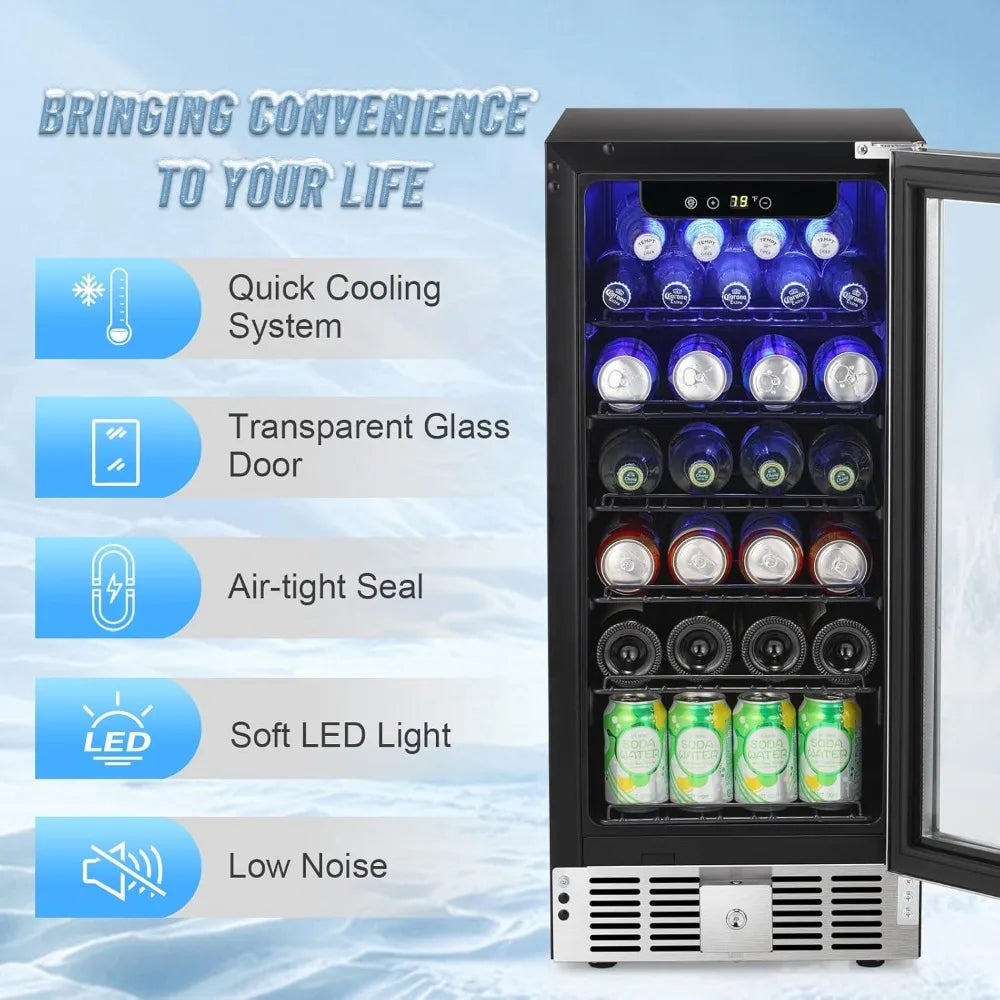 15 Inch Beverage Refrigerator Cooler 2.9 Cu.Ft Wine Cooler 115 Cans