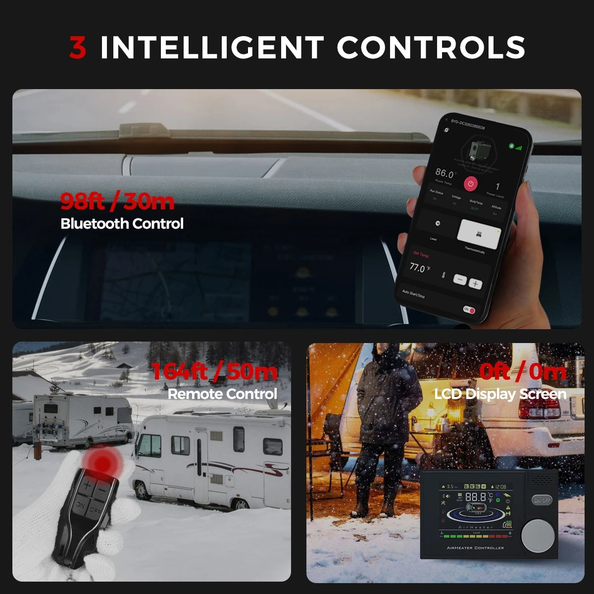 8KW Portable Diesel Air Heater 12V 24V Bluetooth Low Noise LCD Control