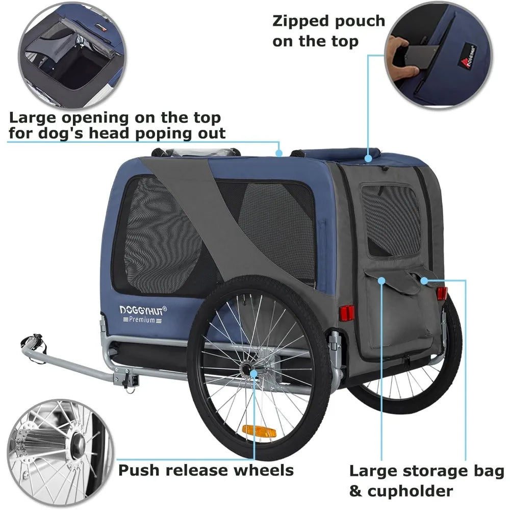 Ljustra Premium XL Pet Bike Trailer for Large Dogs or Multiple Small Dogs