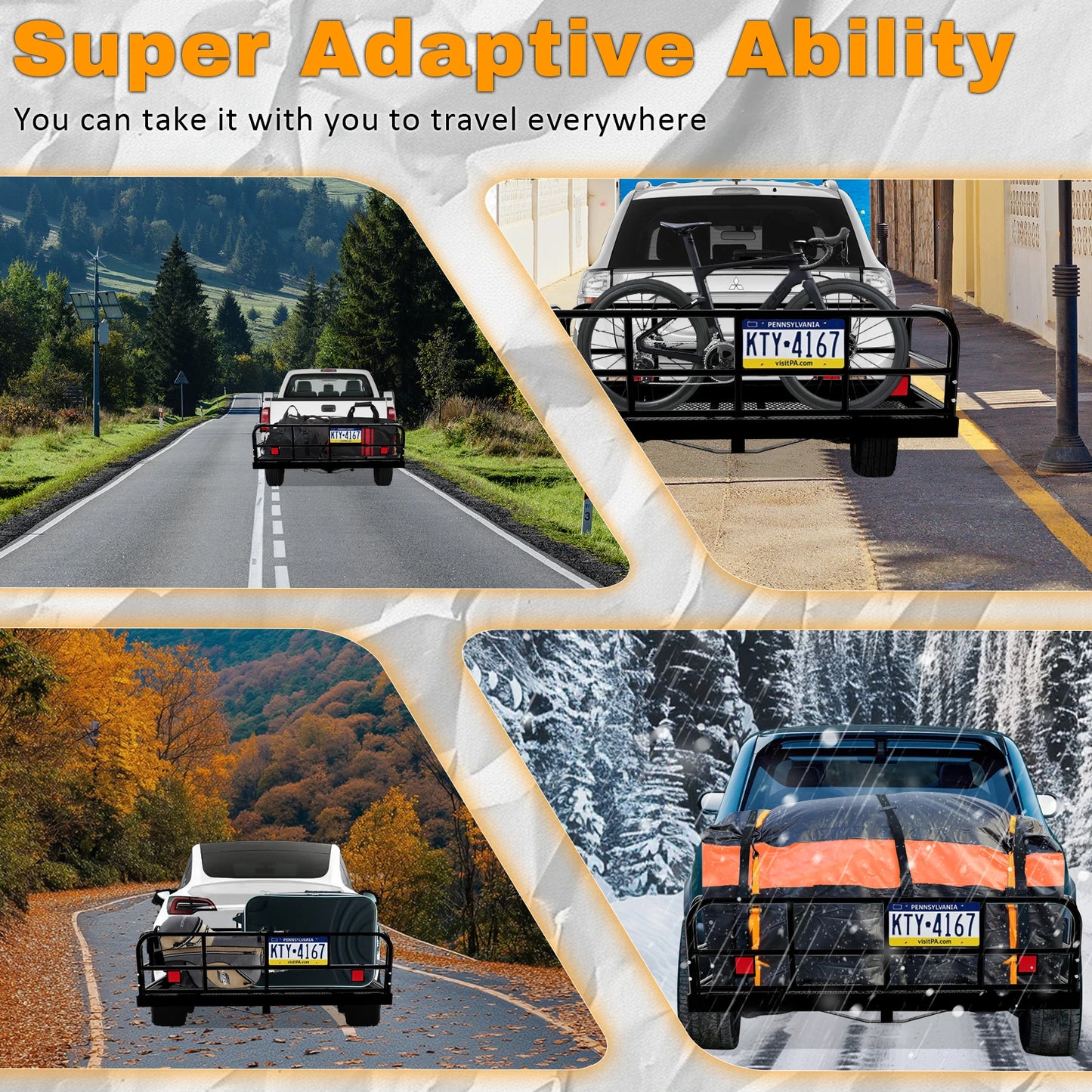 Heavy Duty Trailer Hitch Cargo Carrier Rack 500lbs Waterproof Bag