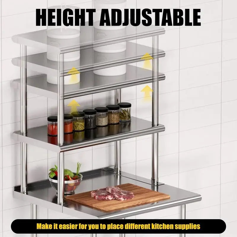 2-Tier Stainless Steel Double Overshelf 12x36 Inch 330lb Kitchen Shelf