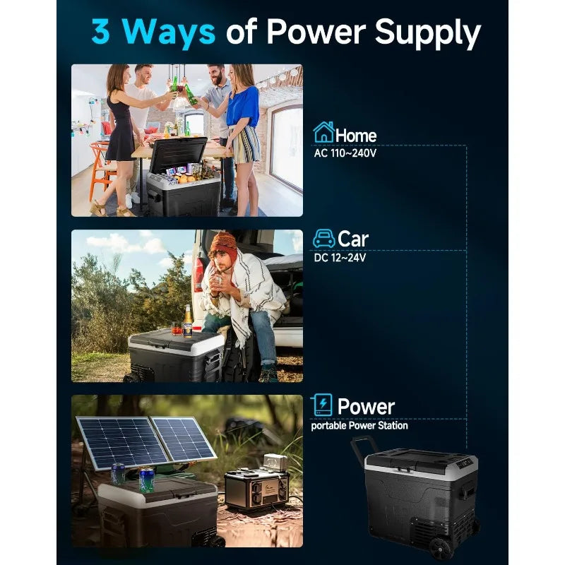 Ljustra Car Fridge Portable 53 Quart Electric Cooler 12V 110V 240V