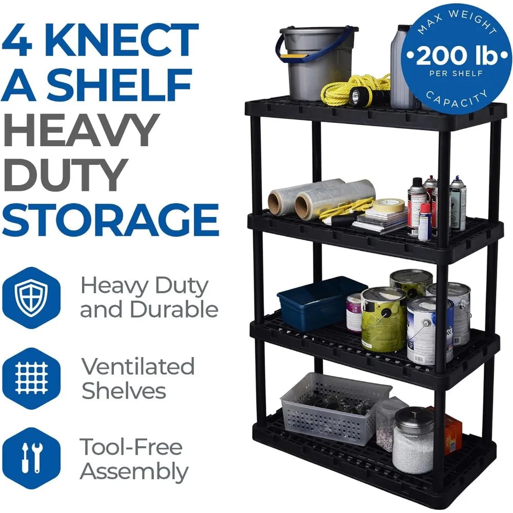 Heavy-Duty 2-Pack XL Storage Shelving 4 Shelves Ventilated Black