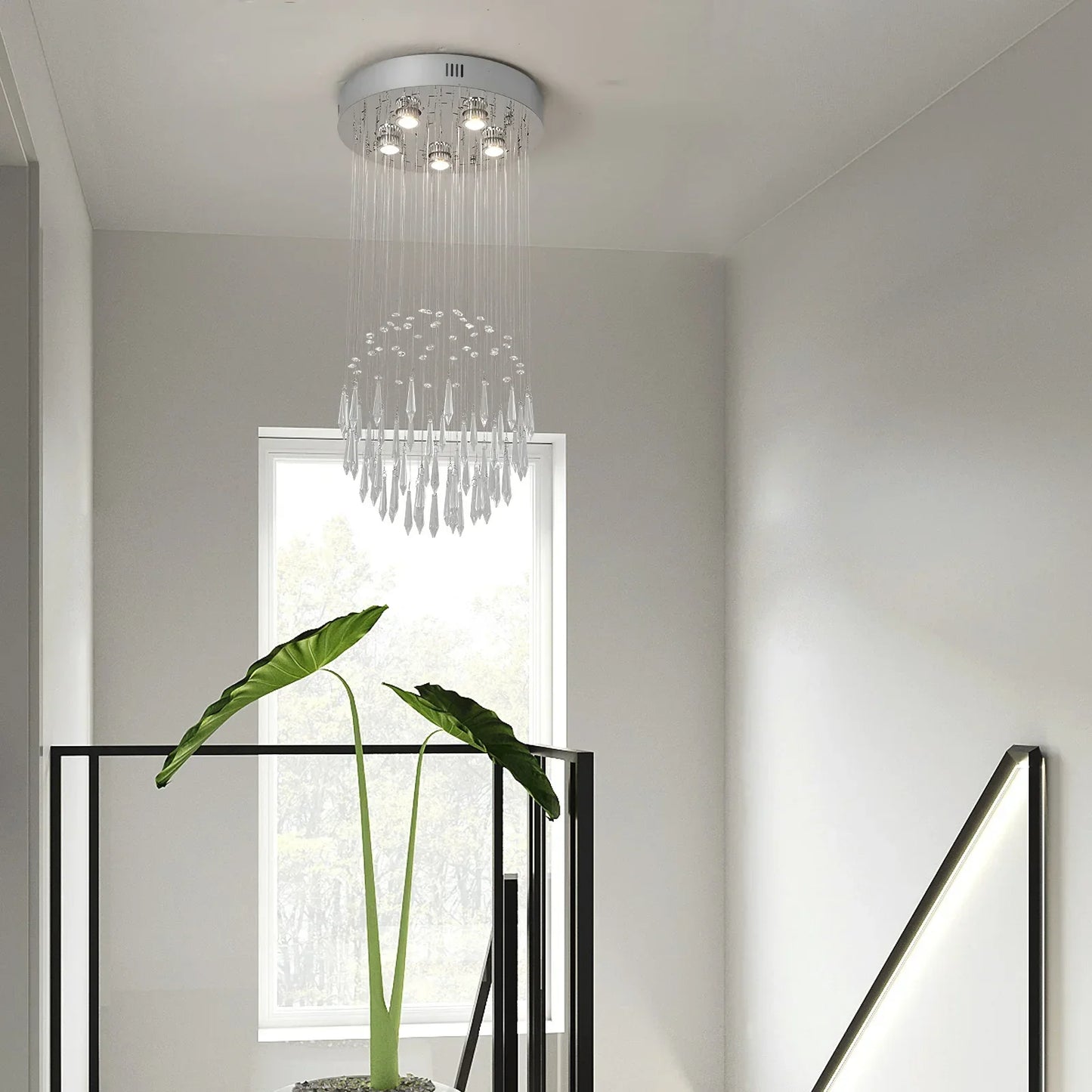 Raindrop LED Crystal Pendant Light Modern Chandelier Ceiling Lamp
