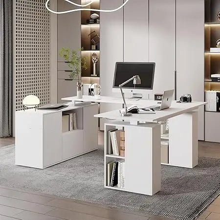 Height Adjustable Standing Desk with Drawers Electric Office Table