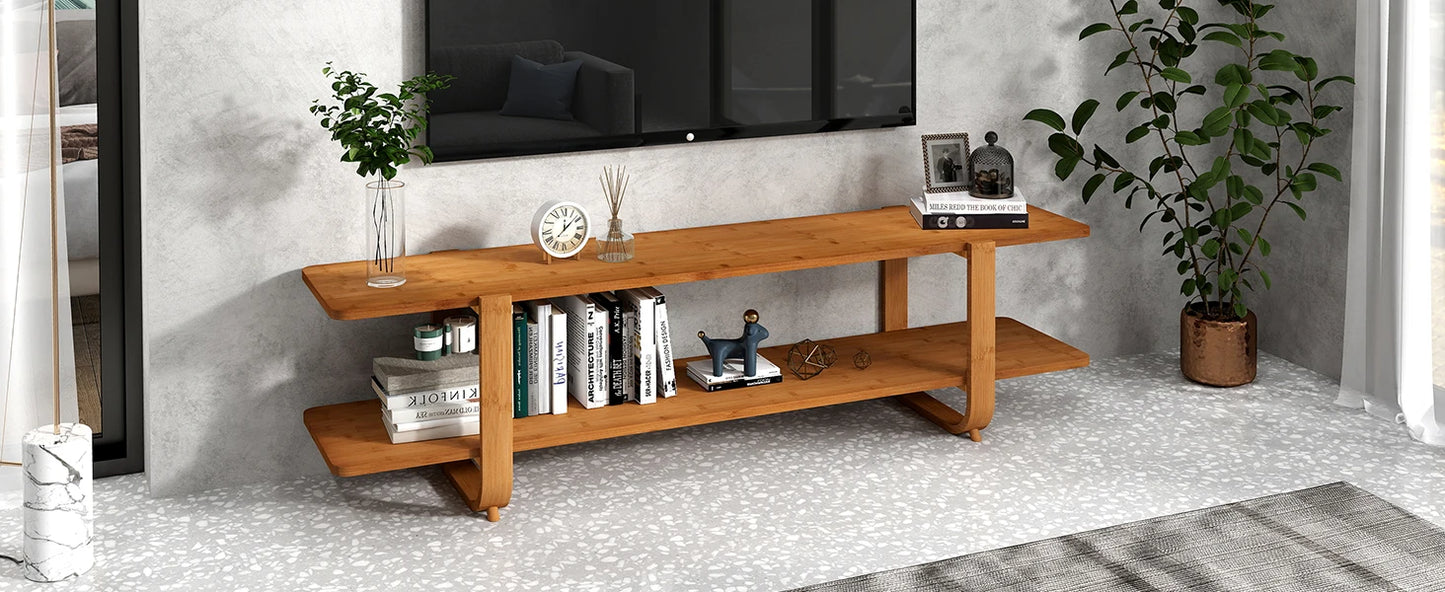Bamboo TV Stand for 65'' TVs Modern Storage Accent Media Console
