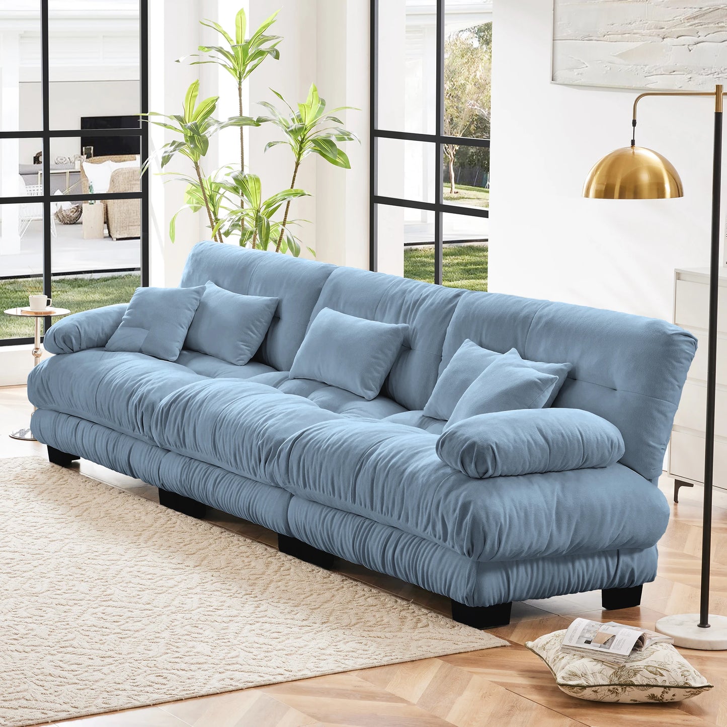 Premium 3 Seat Modular Sectional Sofa Deep Seat Chenille Couch