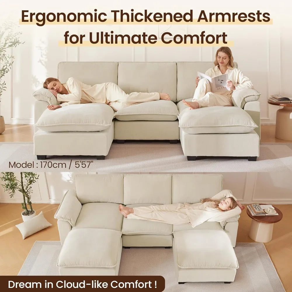 Ljustra Modular Sectional Sofa Deep Seat Cloud Couch Reversible Chaise