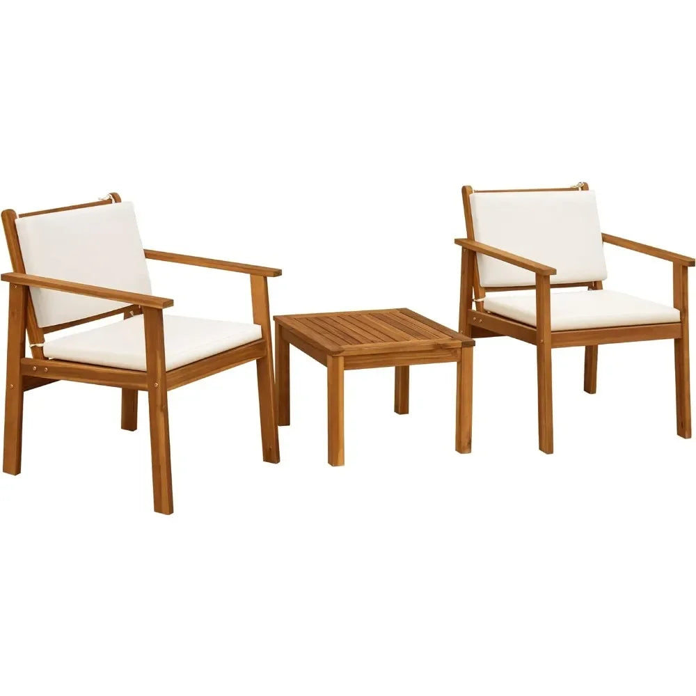 Ljustra Acacia Wood Patio Chairs 3 Piece Outdoor Furniture Set with Table