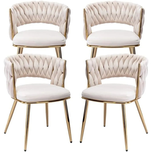 Modern Velvet Dining Chairs Set of 4 Upholstered Accent Chairs