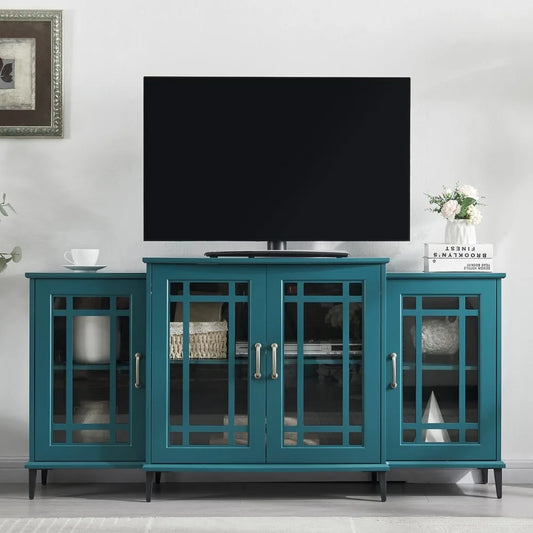 62 Inch Vintage Buffet Sideboard Cabinet Retro Console Table with Glass Doors