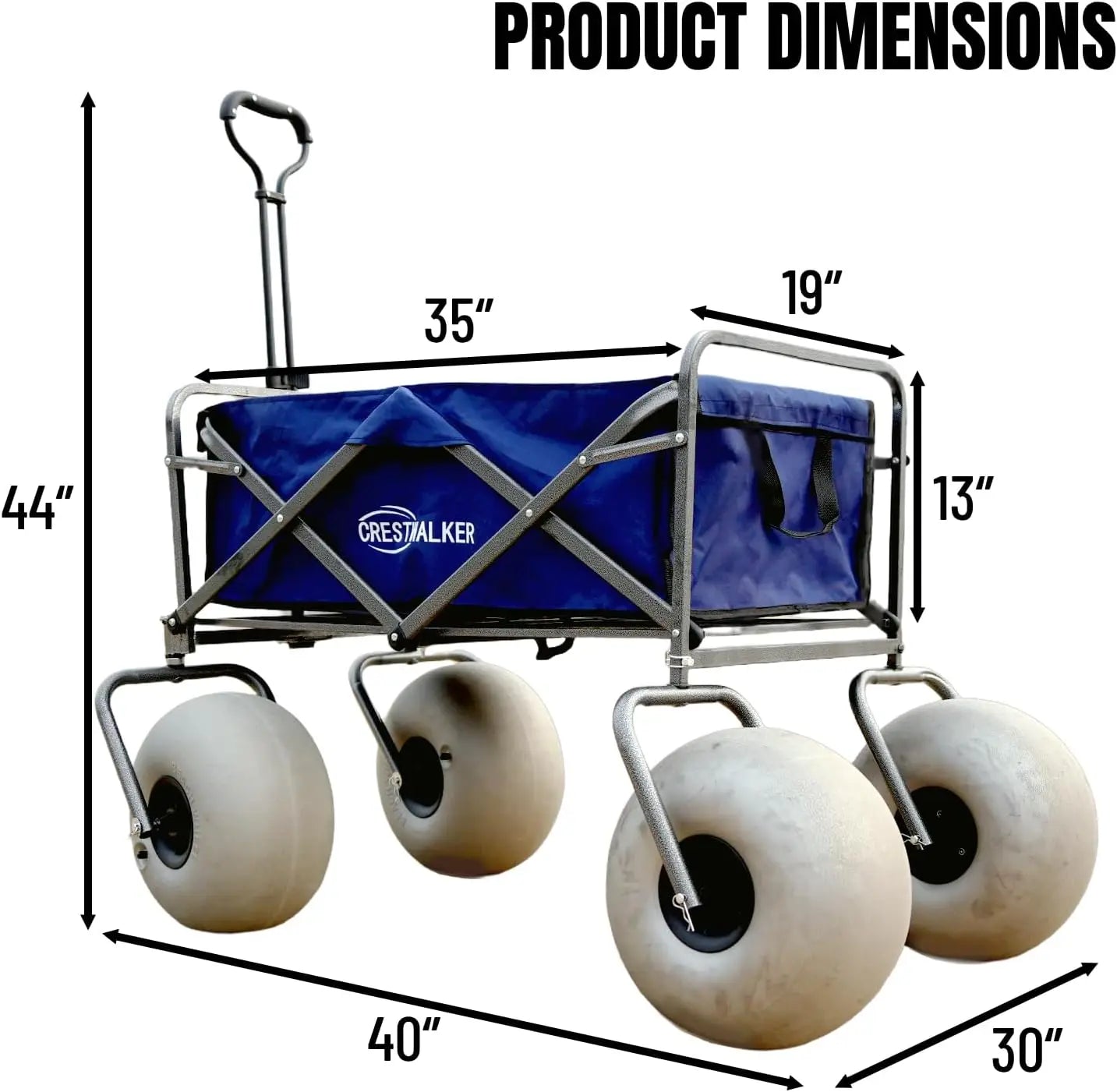 Ljustra Beach Cart Collapsible Wagon 13" Balloon Wheels Sand Pump Included