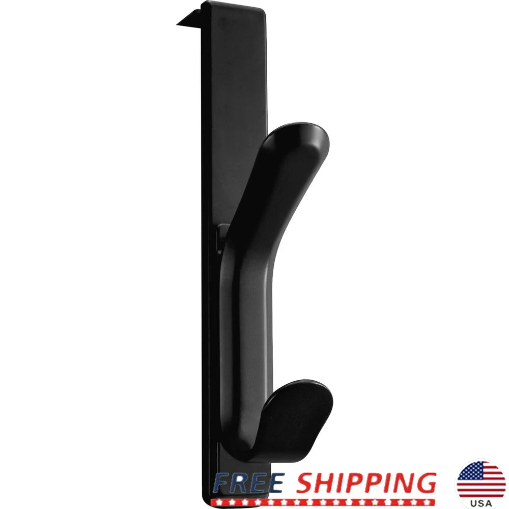 Over The Panel Double Coat Hook Plastic Black for Home and Garments