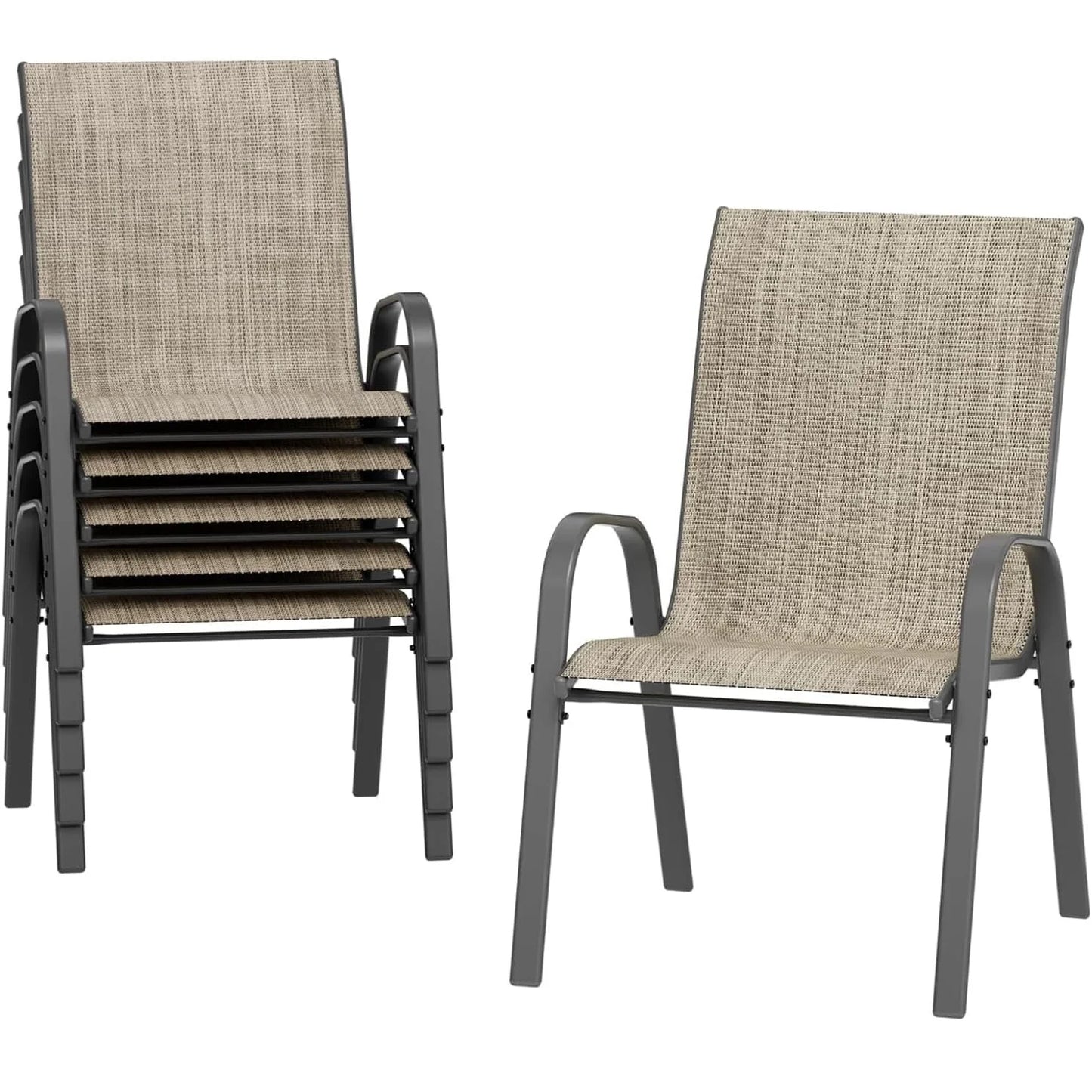 Stackable Outdoor Dining Chairs Set of 6 High Back Garden Chairs