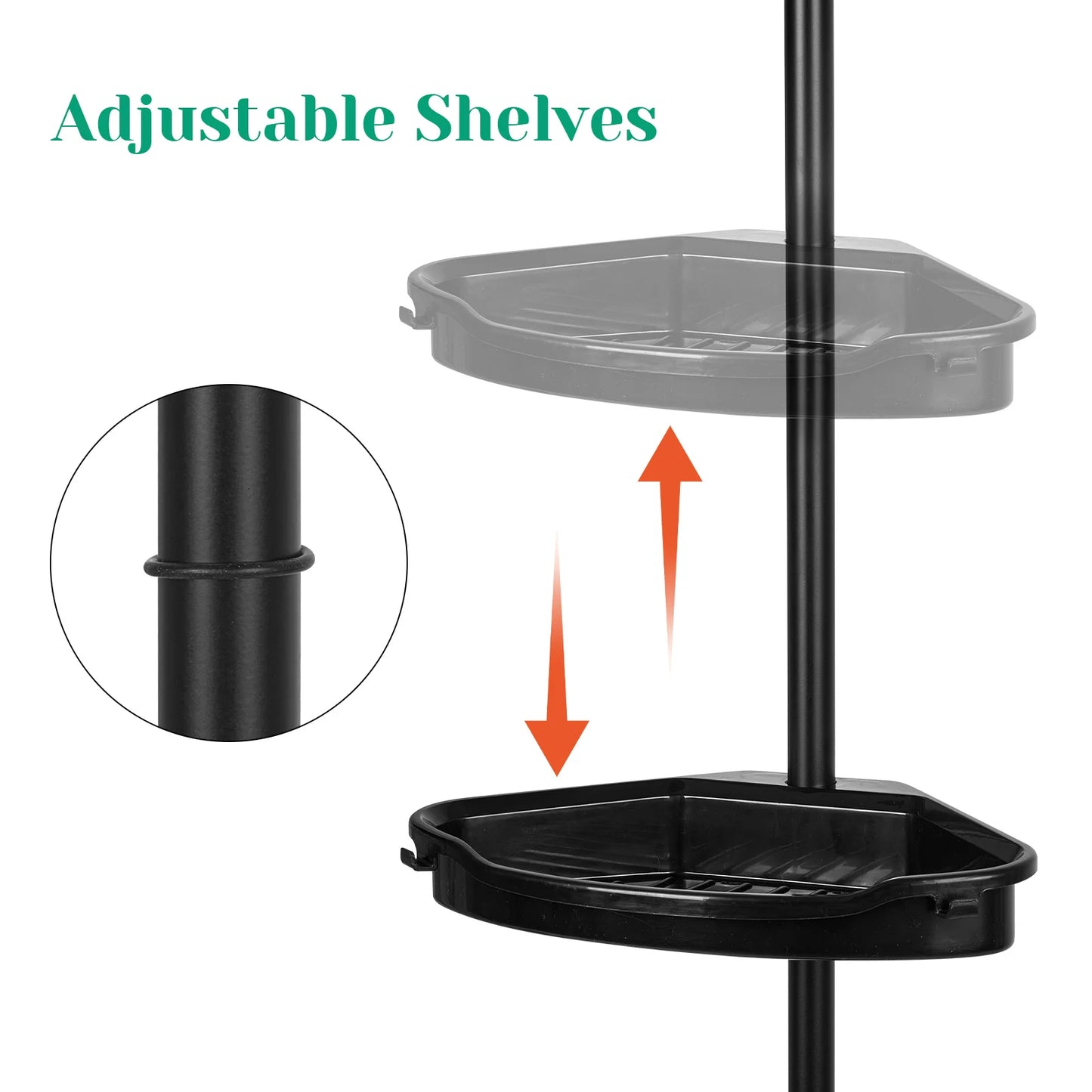 Rustproof Shower Caddy Corner Organizer 4-Tier Adjustable Shelves