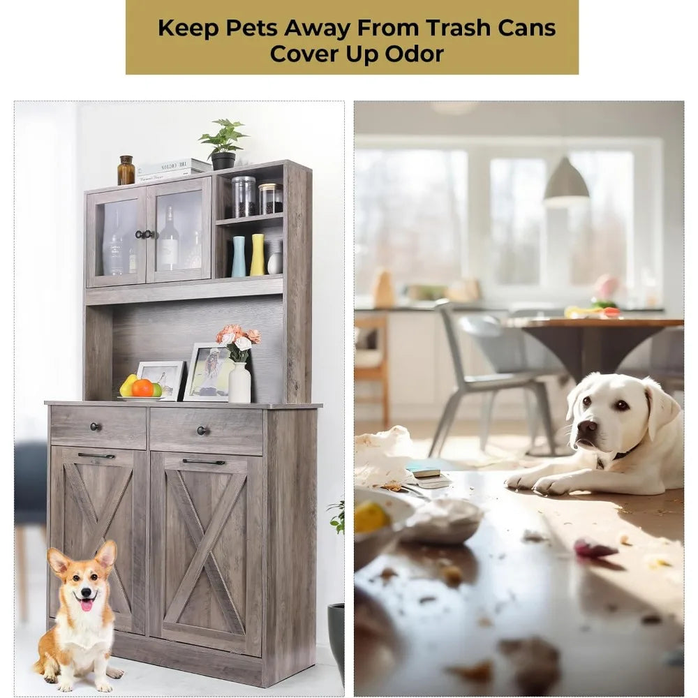 Dual Tilt Out Trash Storage Cabinet Kitchen Sideboard Cupboard