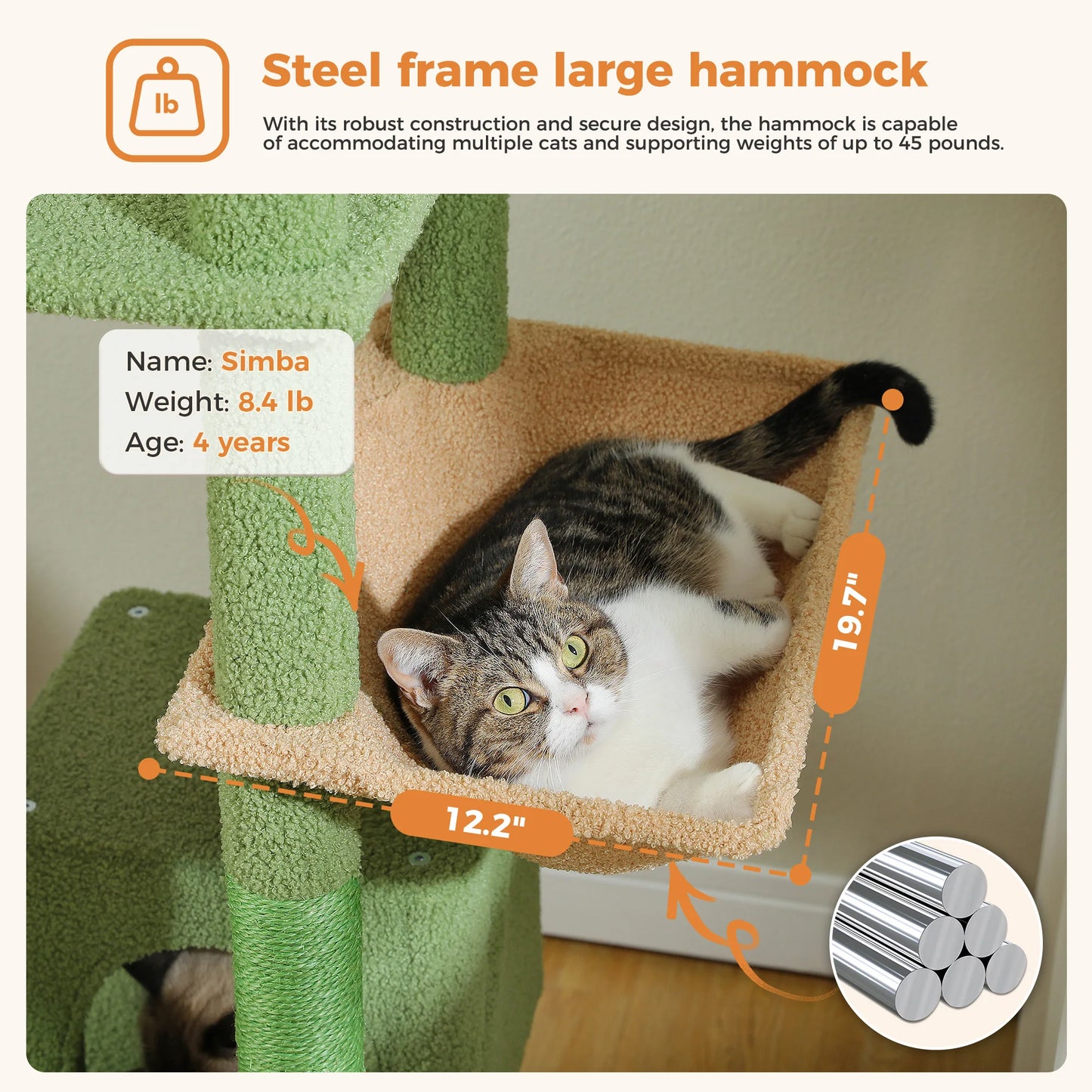 Multi-Level Cat Tree Indoor Tower with Scratching Posts Hammock Condo