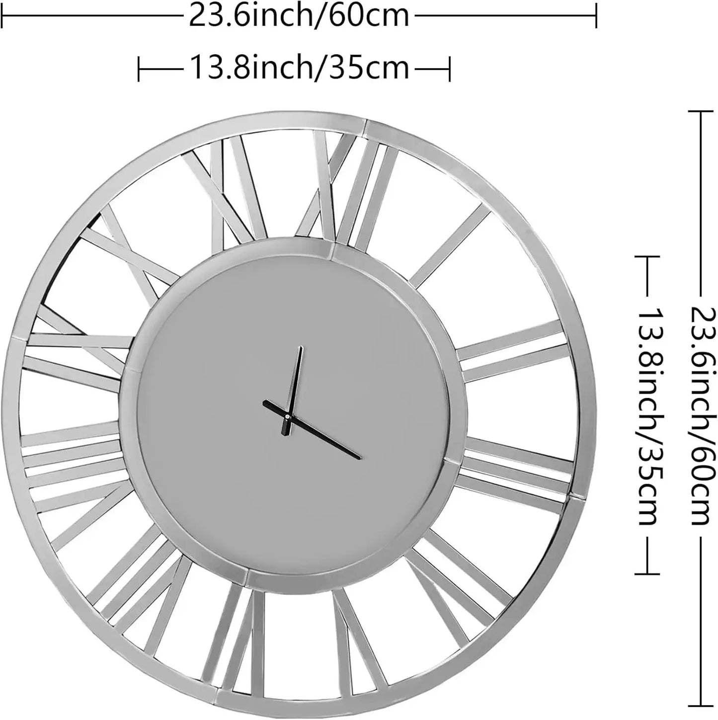 24 Inch Large Wall Clock Decorative Acrylic Mirror Modern Living Room Decor