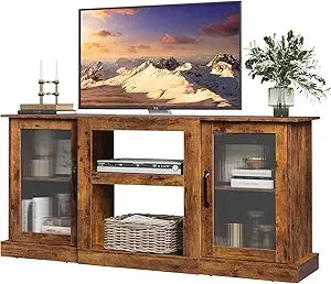 Retro TV Stand 65 Inch Modern Entertainment Center with Storage Shelves