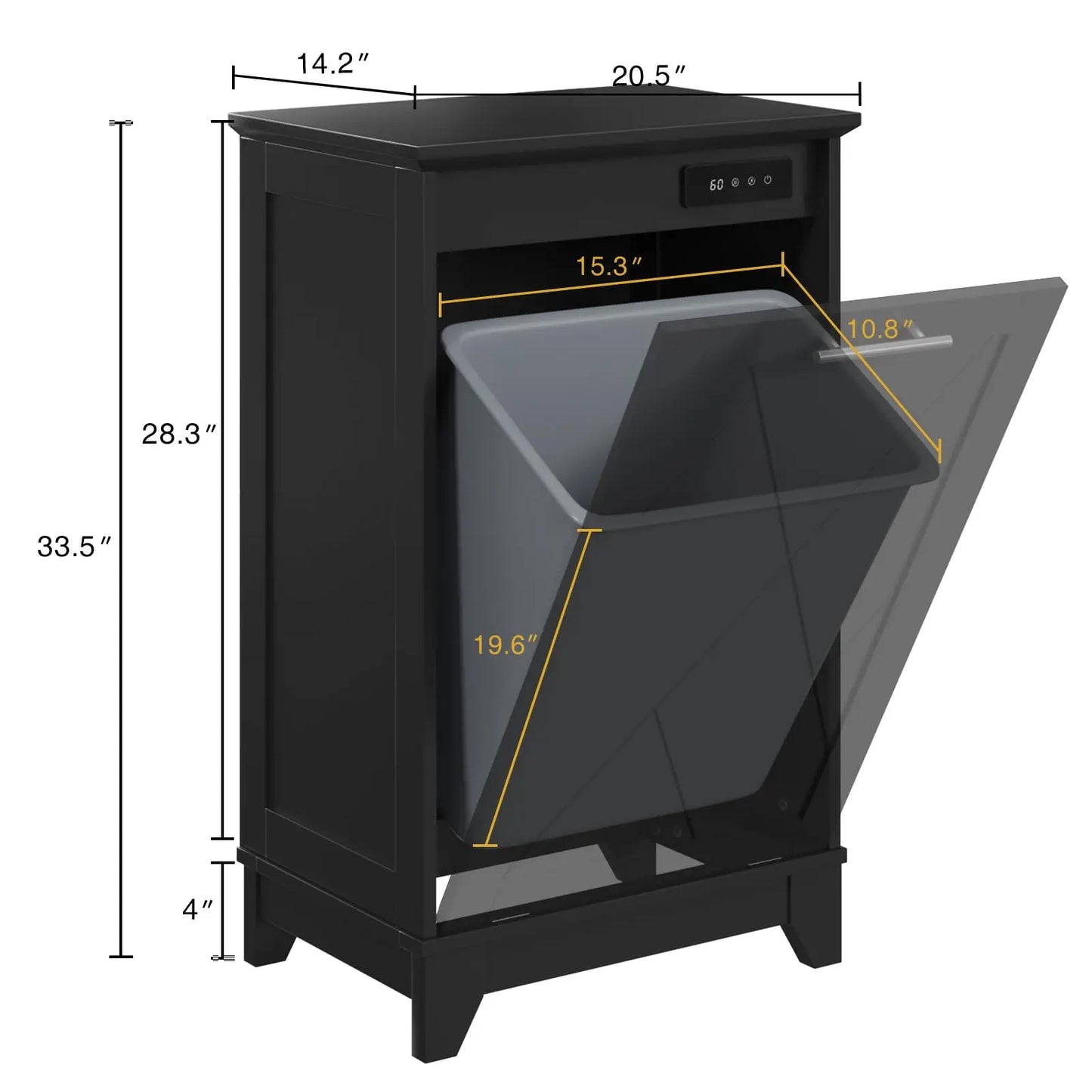Tilt Out Trash Can Cabinet with Charging Station and Deodorizing Function