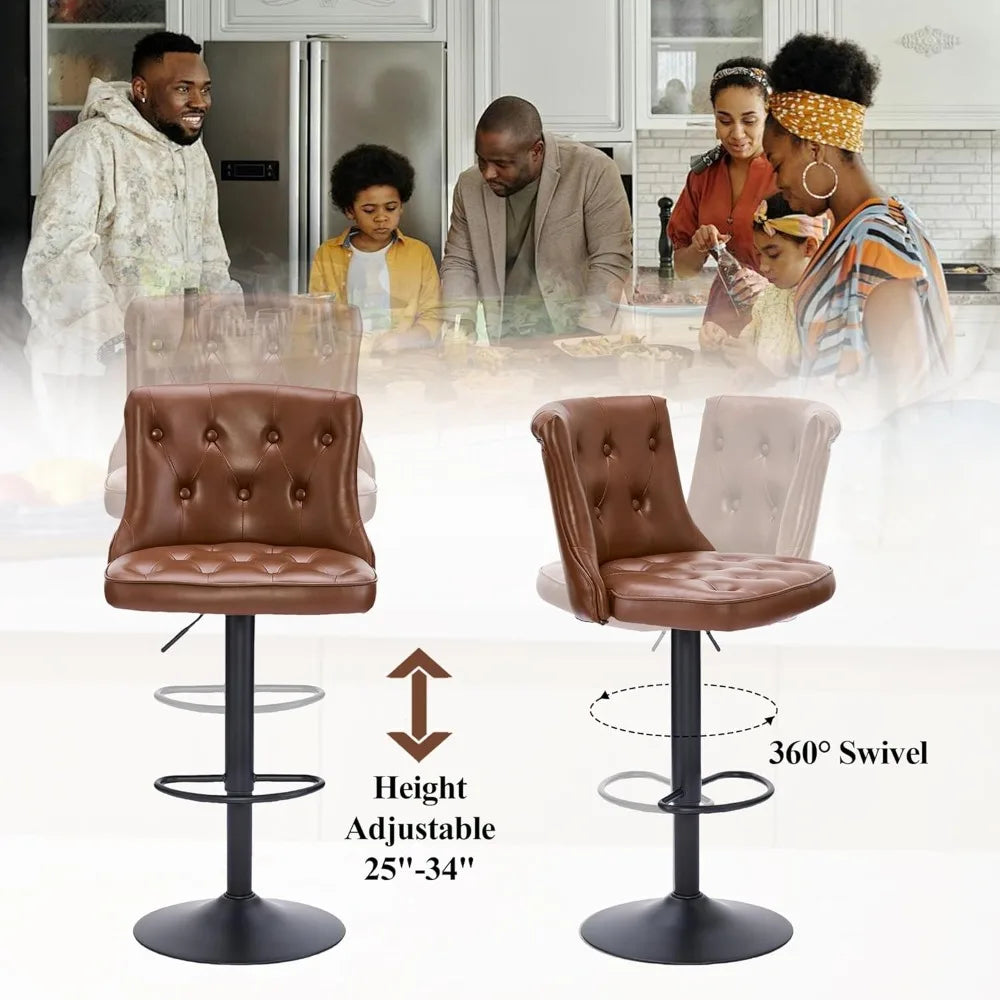 Bar Stools Set of 3 Adjustable Swivel Kitchen Island Vintage Design