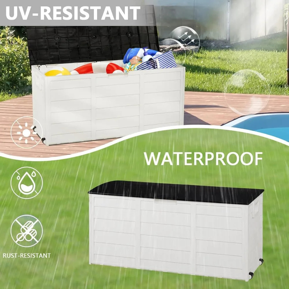 Ljustra 75 Gallon Outdoor Storage Box Waterproof Deck Box with Wheels