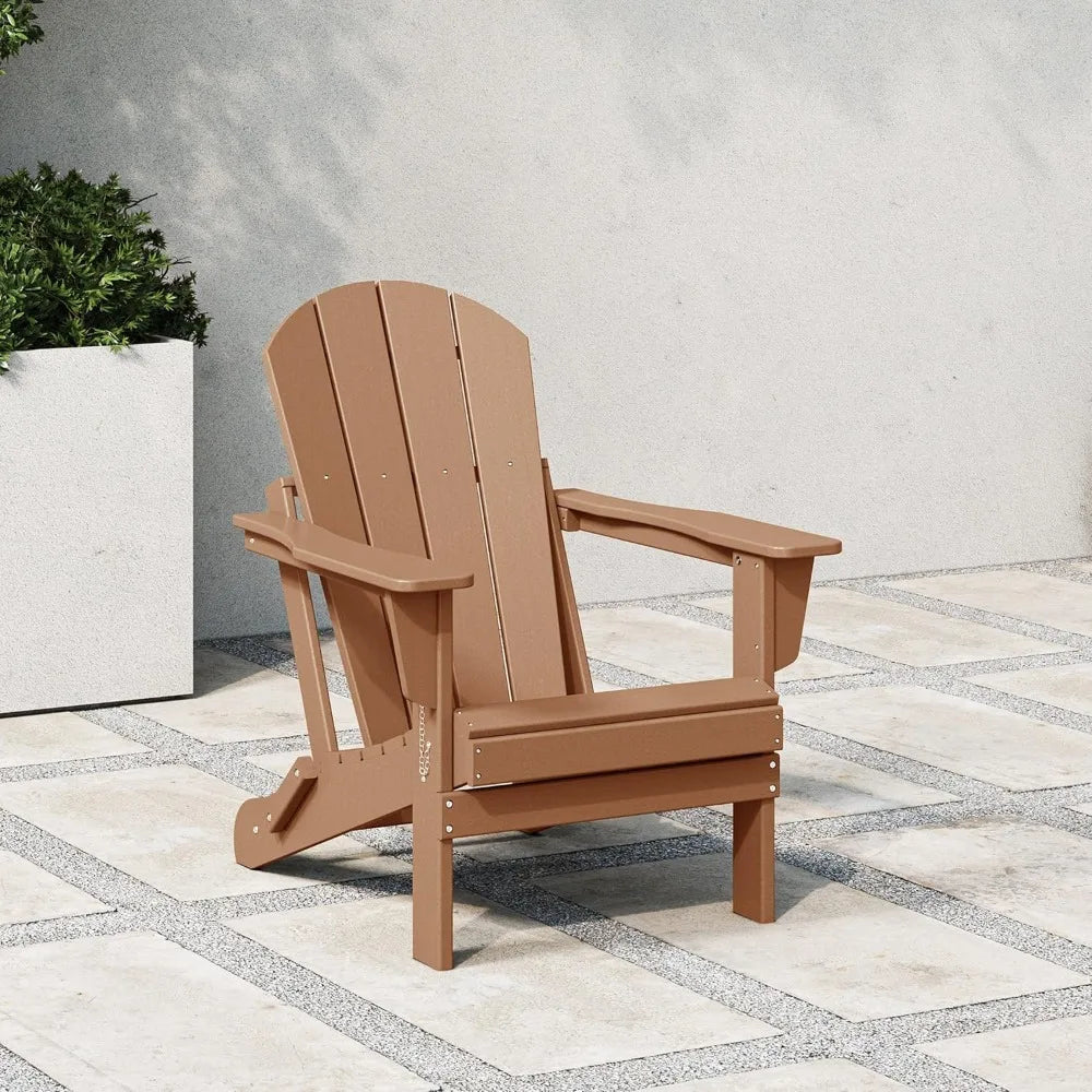 Malibu Outdoor Folding Adirondack Chair Set Durable Stylish Patio Seating
