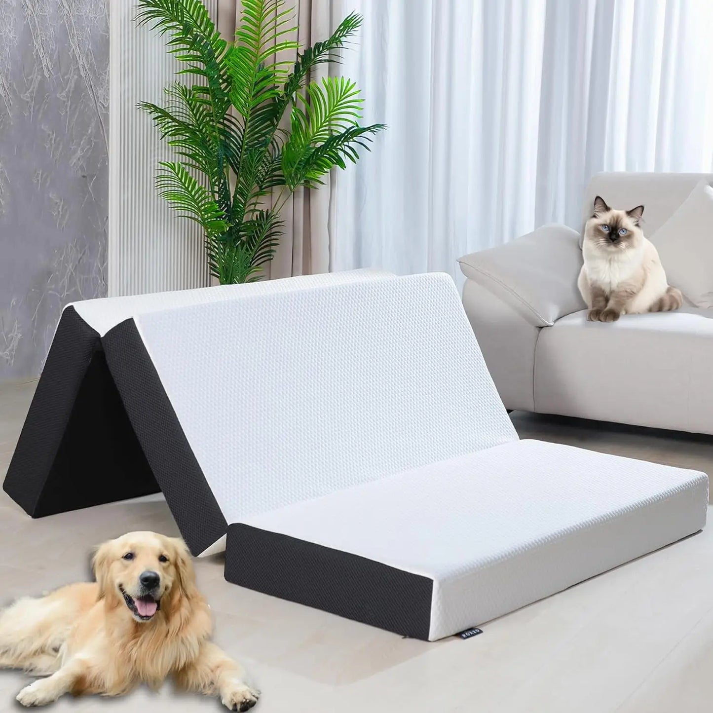 Ljustra 6 Inch Folding Mattress Tri-Fold Memory Foam Topper for Dorms