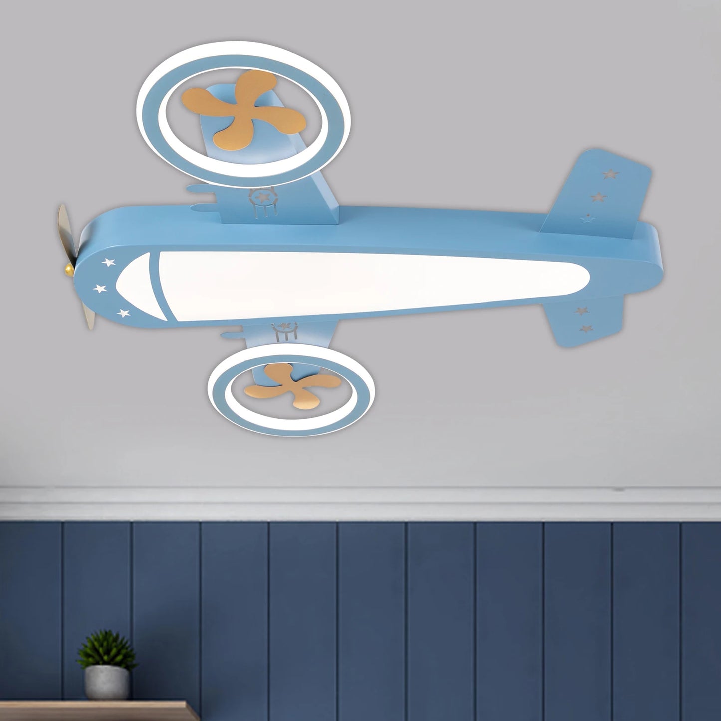 Dimmable Remote Control LED Ceiling Light Fixture with Fans for Bedroom