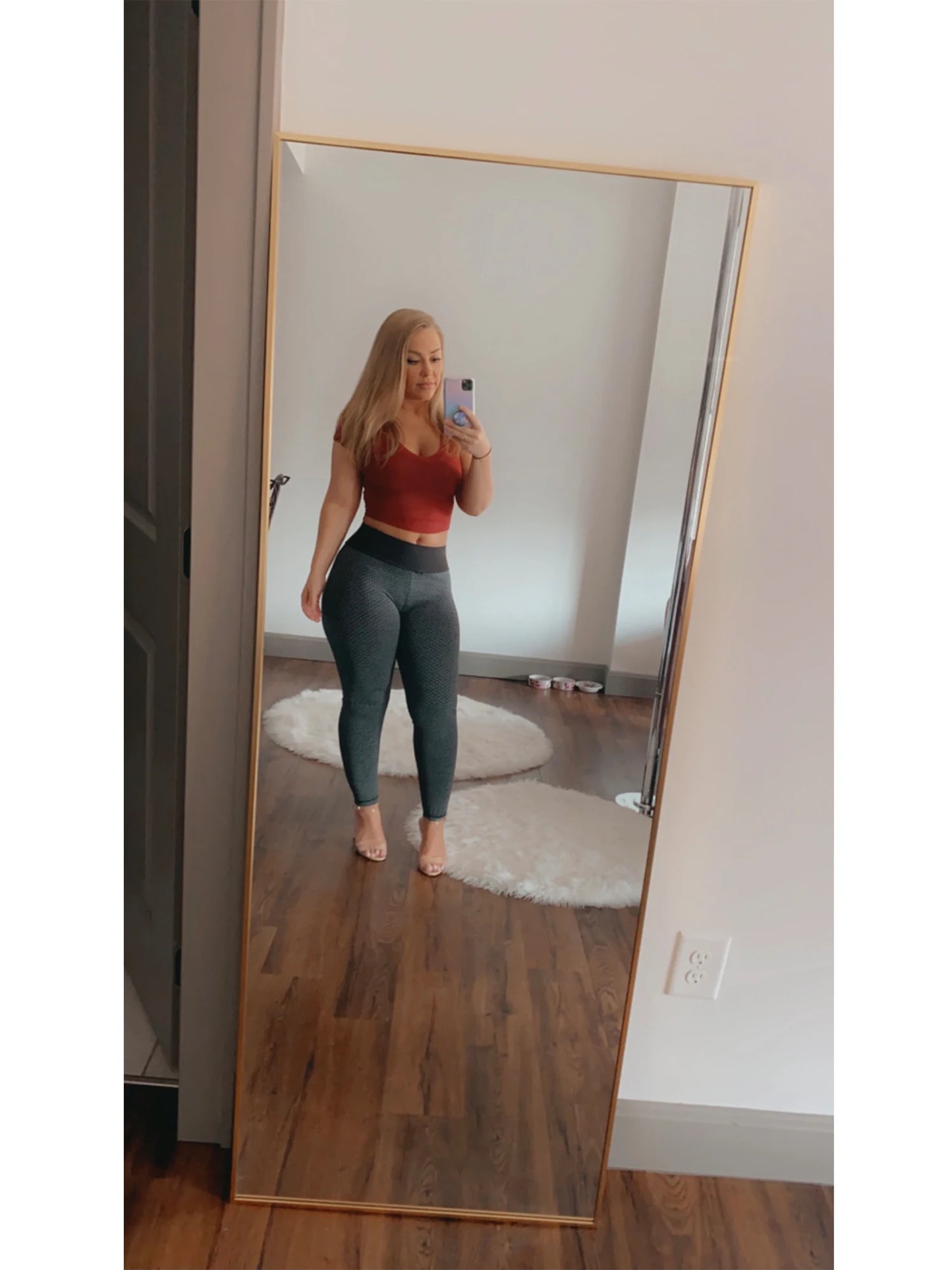 Ljustra Full Length Floor Mirror 65x24 Framed Black Metal Standing Mirror