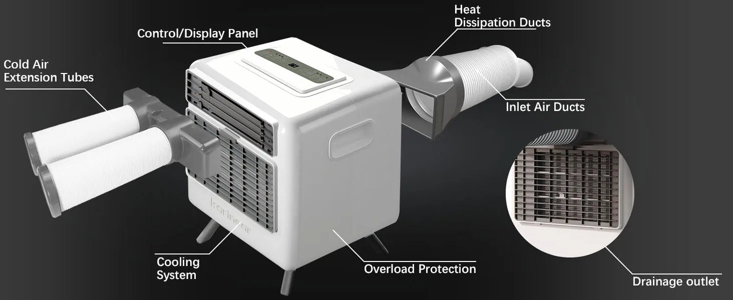 Portable Air Conditioner Camping 3300BTU Fast Cooling 60°F Tent RV