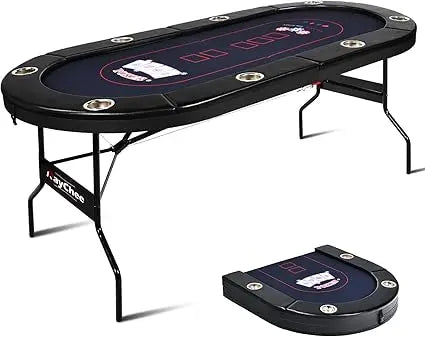 84 Inch Foldable Poker Table for 10 Players with Cup Holders and Felt