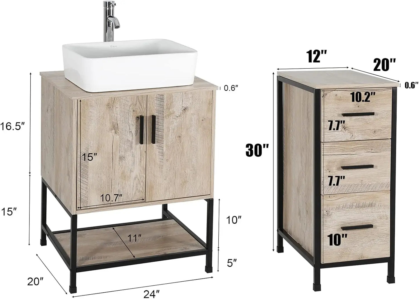 36" Bathroom Vanity Sink Combo Modern Stand Cabinet with Storage Shelf