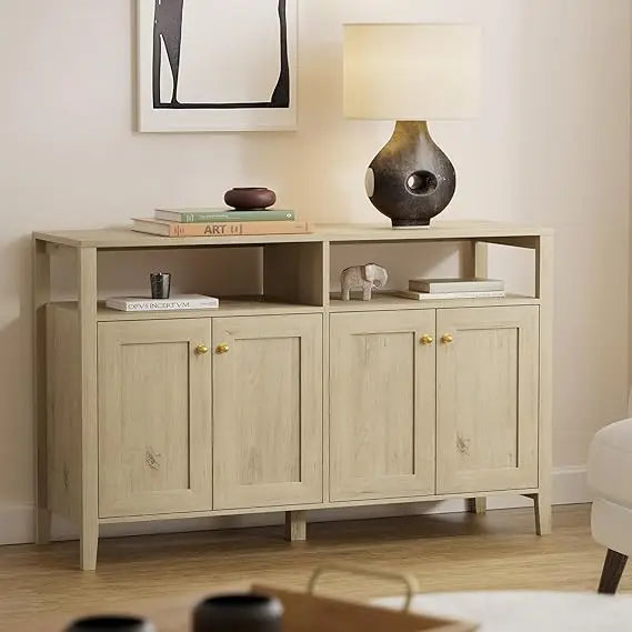 Farmhouse TV Stand Storage Cabinet Sideboard with Adjustable Shelves