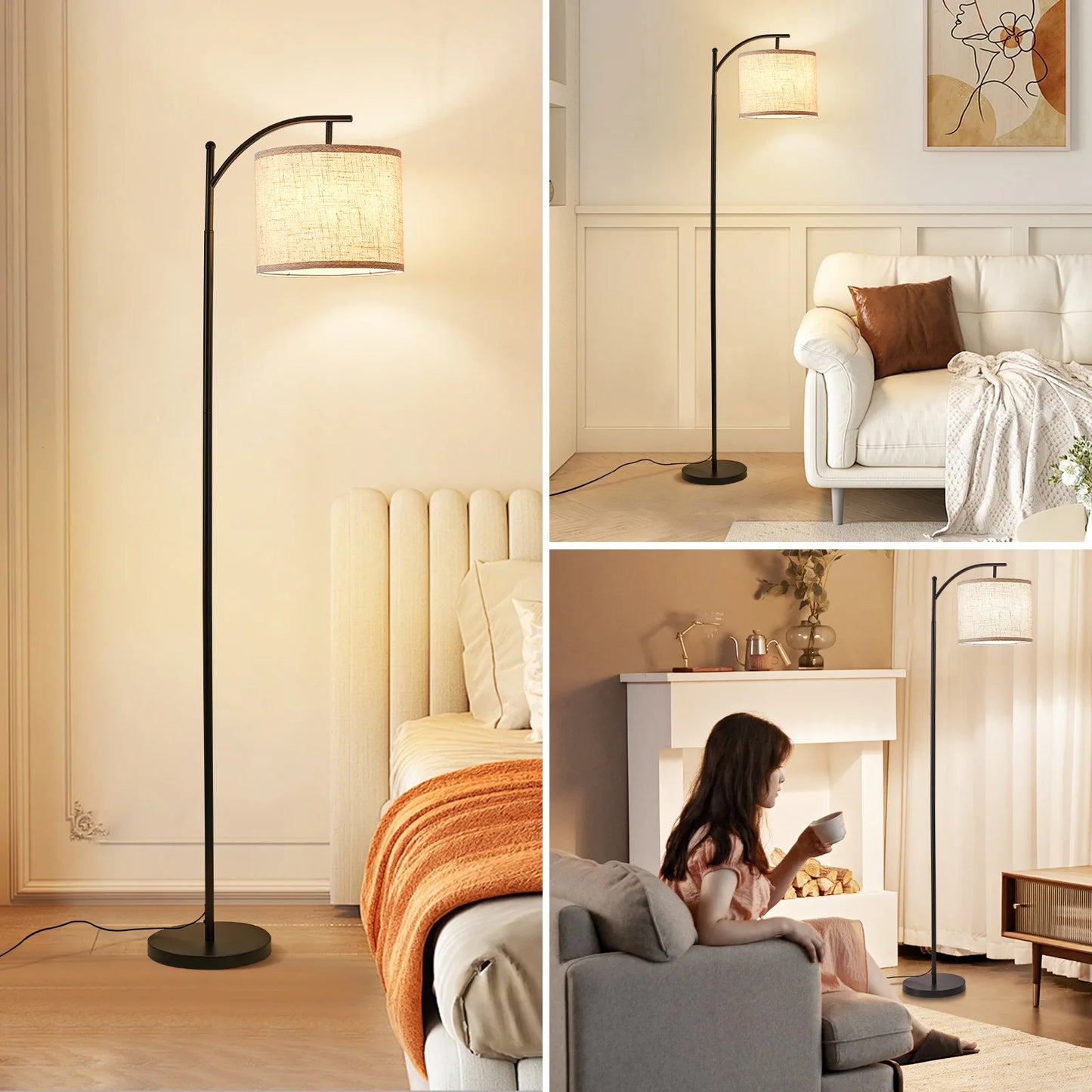 Floor Lamp with 3 Color Temperatures Adjustable Standing Light for Home