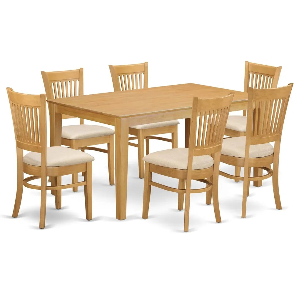 Ljustra 7 Piece Dining Table Set Rectangular Wooden Table 6 Chairs
