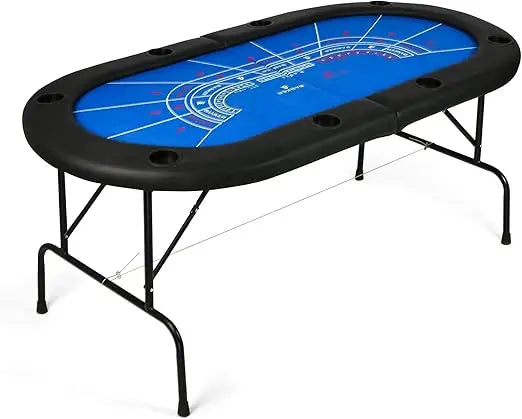 Poker Table for 10 Players 84 Inch Foldable with Stainless Steel Cup Holders