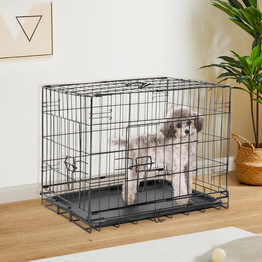 Extra Large Double Door Folding Metal Wire Dog Cage with Leak-Proof Tray