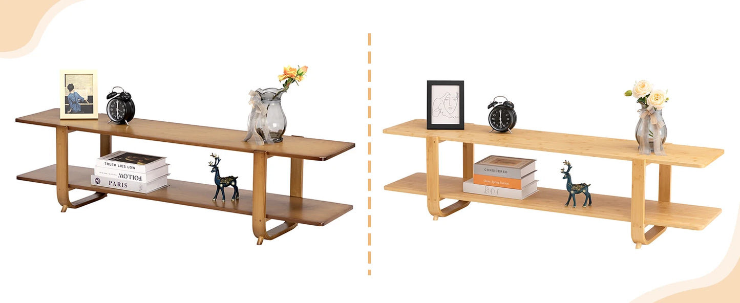 Bamboo TV Stand for 65'' TVs Modern Storage Accent Media Console