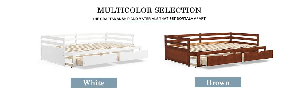 Twin to King Daybed with Trundle and Storage Drawers Modern Sofa Bed