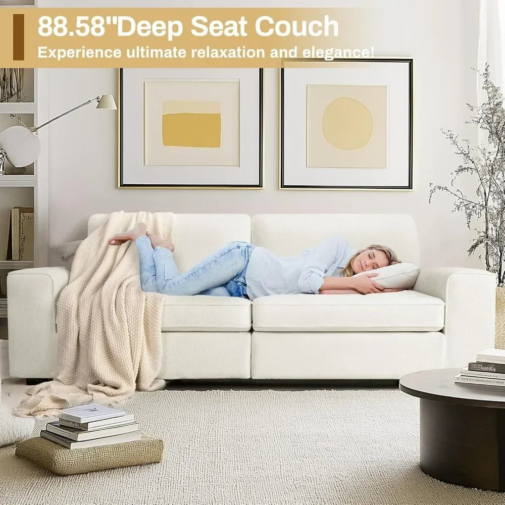 Ljustra Modern Plush Chenille Loveseat Sofa 88.58" Living Room Couch