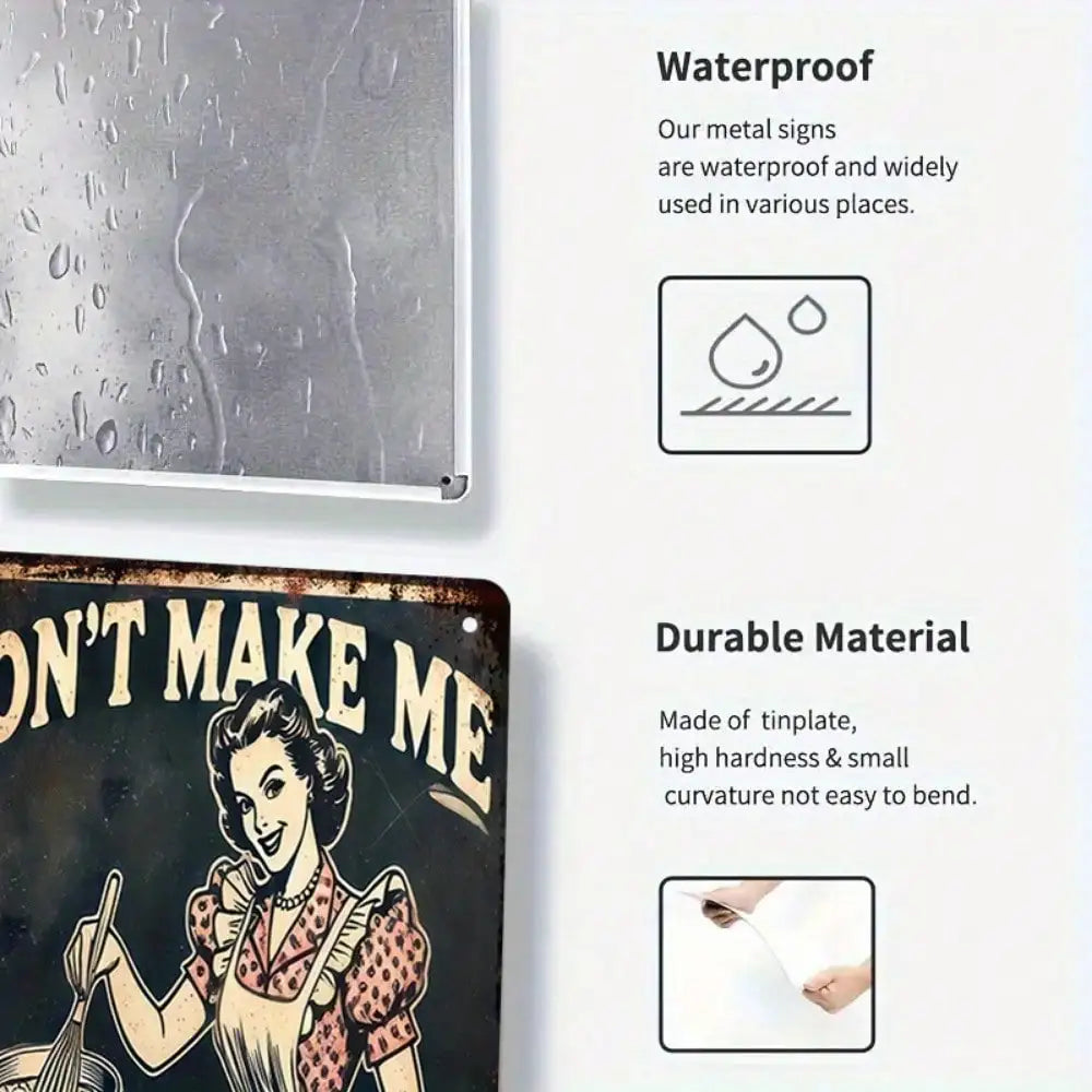 Vintage Don't Make Me Poison Your Food Metal Sign Funny Kitchen Decor