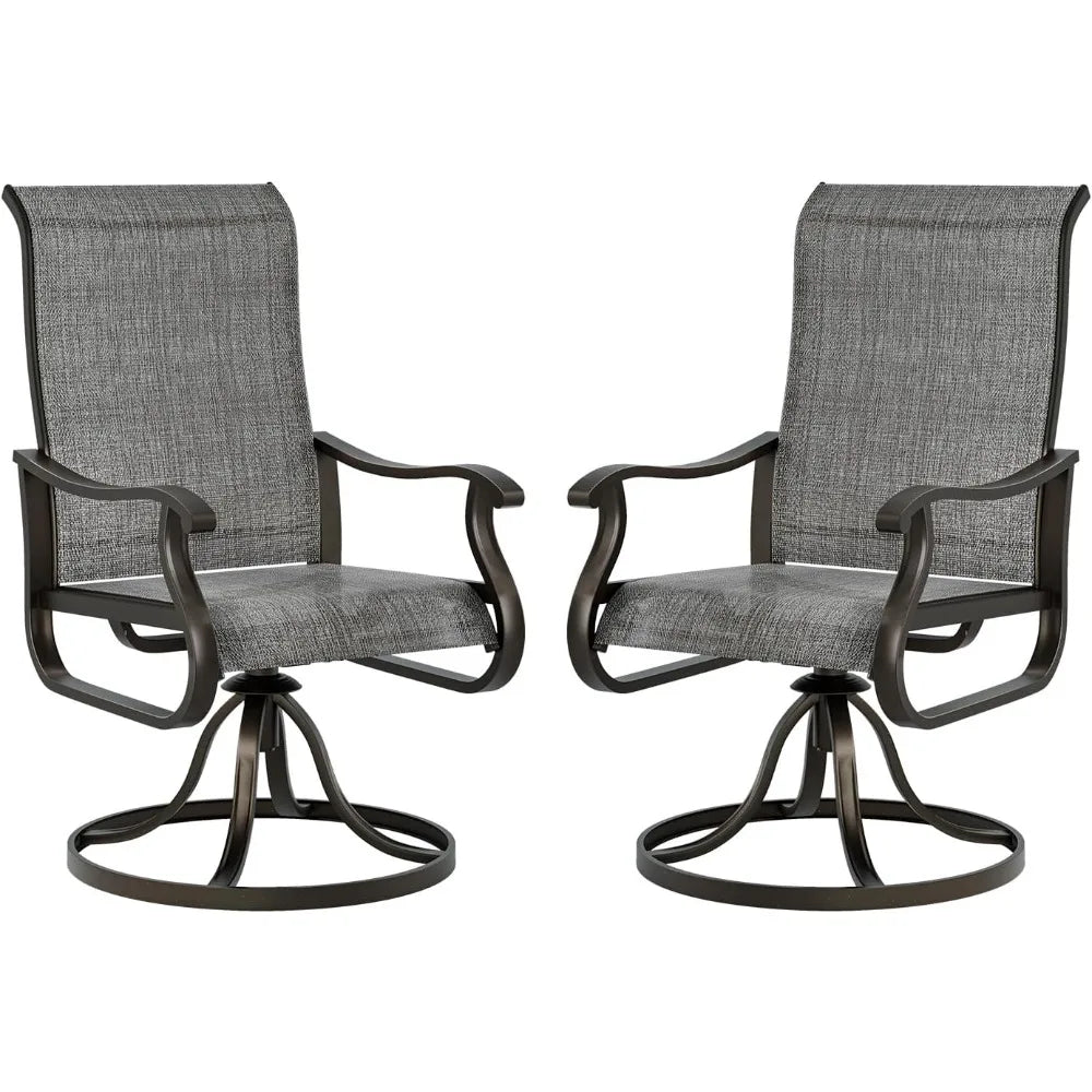 Patio Swivel Dining Chairs Set of 2 Outdoor High Back Rocking Chairs